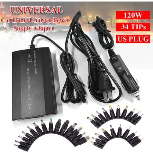 Car Home Charger Power Supply Adapter 120W US Plug 34 Tips Universal For Laptop Notebook Power Adapter Car Accessories Tool