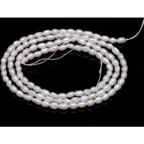 White High Quality Natural Freshwater Pearl Beads Rice Shape for DIY Necklace Bracelet Jewelry Making 2.0-2.5mm