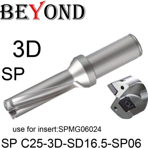 BEYOND Drill 16mm 16.5mm SP C25-3D-SD16-SP06 C25-3D-SD16.5-SP06 U Drilling Bit use SPMG06024 Indexable Carbide Inserts Tools CNC