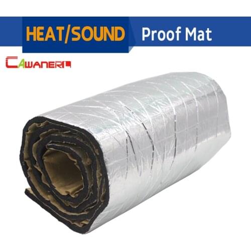 Cawanerl Car Door Hood Engine Firewall Aluminum Foil Heat Insulation Cotton Pad Deadening Sound Proof Deadener Self Adhesive