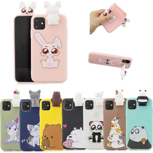 Kawaii 3D Cartoon Rabbit unicorn cat cover case with bracket For iphone 11 pro max xr xs x 11 8 7 plus 6 6s soft Silicone coque