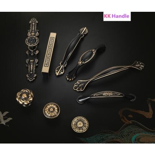 Black hardware fitting cabinet pulls Solid Brass Knobs kitchen cabinet handle Wine Cabinet Buttons Antique