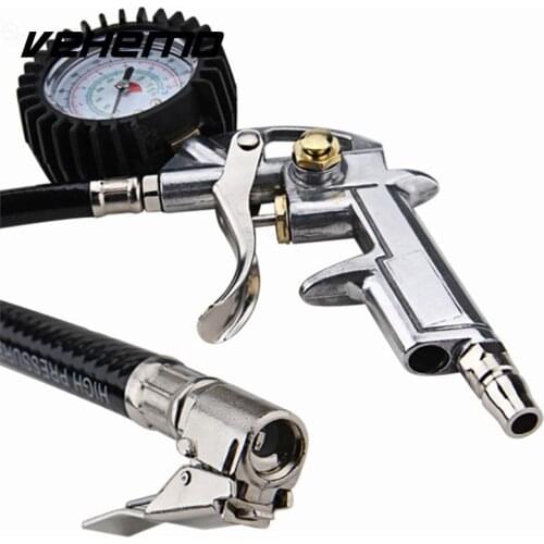 Vehemo Car Bike Tire Pressure Gauge Tyre Diagnostic Meter Tool With Air Gun Inflator