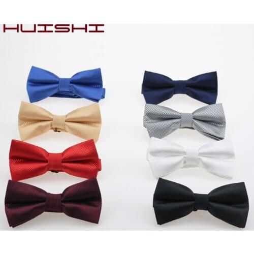HUISHI Children Polyester Bow Ties Check Solid Color Child Bowtie Butterfly Wedding Party Tie Kid Suit Tuxedo Dicky Pet Bow Tie