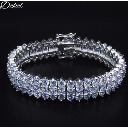DOKOL Luxury Silver Color Elegant Bridal Bracelets Sparkling AAA+ Zircon Bangle for Wedding Women Jewelry Accessories DKB0016