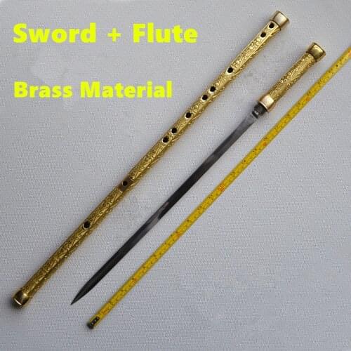 Brass Flute C Key + Sword Tai Chi Bodybuilding Flauta xiaoTransverse Flutemusical instruments professional Self-defense Weapon