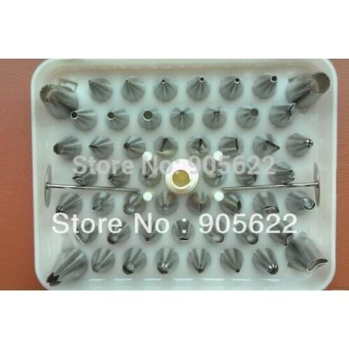 Polymer clay Nozzle Stainless steel seamless 52 decorating nozzle seamless set baking tools with 2pcs nail and converter