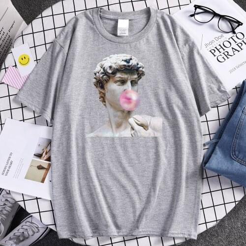 Funny David Michelangelo Vaporwave T Shirt 2020 Summer Male Tops 100% Cotton Short Sleeve Streetwear Casual Men Tee Shirt