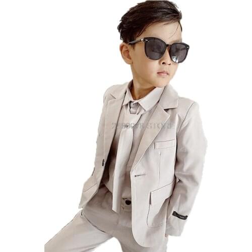 2020 Kids Wedding Jacket+Pants 2Pcs Suit Flower Boys Japan Formal Tuxedos Kids Host Dance Performance Party Dress Costume