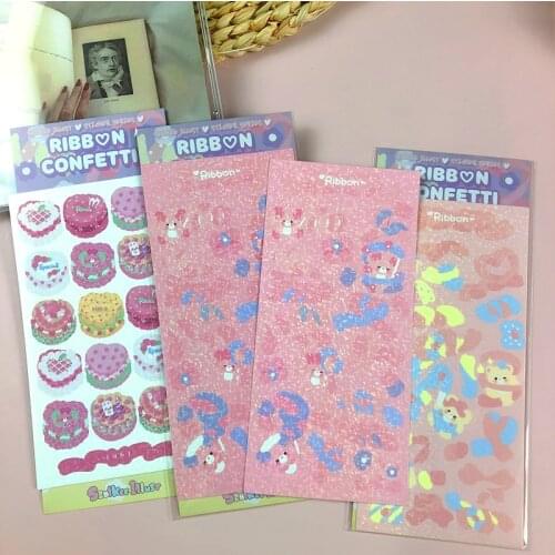 Korean Cartoon Cake Bear Ribbon Cute Stickers Diy Hand Account Mobile Phone Water Cup Scrapbooking Decorative Sticker Stationery