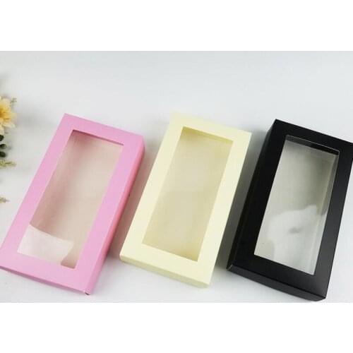 Kraft paper Gift packaging boxes with window kraft paper Socks box Long wallet packing boxes 21*11*3.5cm LX7300