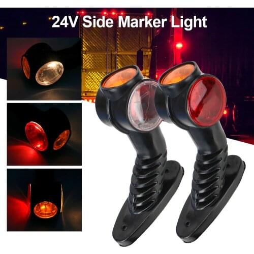 LEEPEE For Truck Trailer Caravan Red Amber White Waterproof 2pcs 24V LED Marker Side Light Elbow Outline External Light