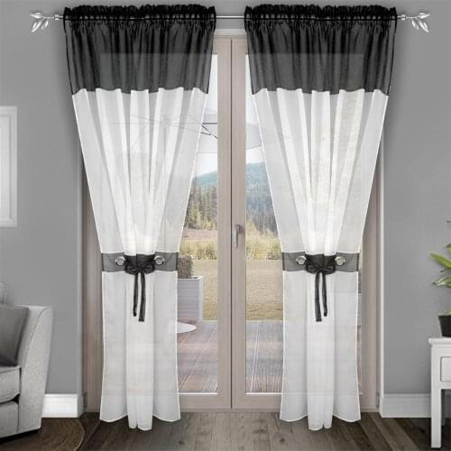 Flying Tulle Fabric with White Voile and Color Voile Curtain for Bedroom and Big Window with Plastic Ring and Same Color Voile