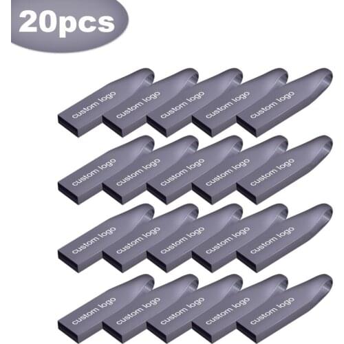 20pcs/lot USB 2.0 Metal Waterproof Flash Drive 64GB 32GB 16GB 8GB 4GB U Disk Mini Pen Drive Real Capacity for Gifts(Free Logo)