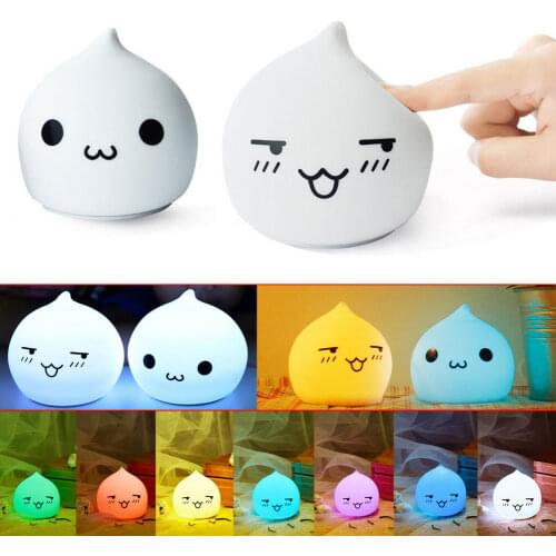 Cute Water drop Silicone LED Night ligh Mini Cartoon 7 Color Changingt Table Lamp Home Bedroom Decoration Kids Best Gift