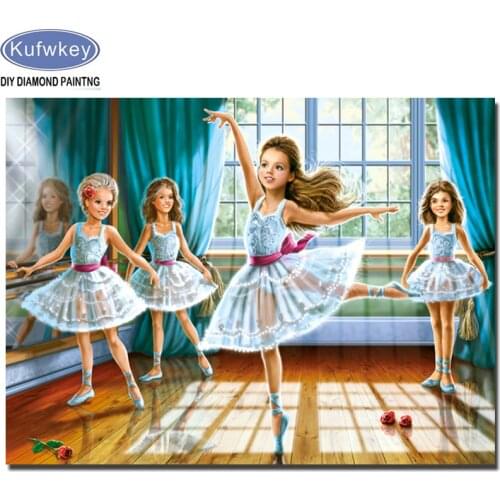 New 5D Diamond cartoon girl Cross Stitch Embroidery Full Needlework Diy Diamond Painting Kit cute Little Ballerinas mosaic art