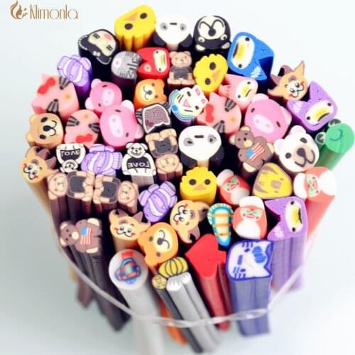 50pcs Popular Cute Cartoon Soft pottery Nail Sticker Polymer Clay Nail Art Decorations Tips Glitter DIY Charm Nails Tools