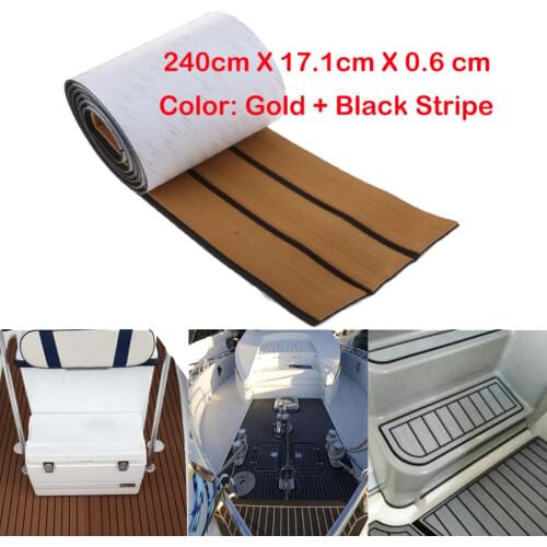 240cm X 17.1cm X 6mm EVA Foam with Black ＆ White Line Boat Flooring Faux Teak Decking Sheet Pad Light Brown Dropshipping