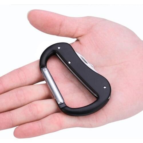 Quevinal 100pcs/Lot Black beetle EDC Multi-function D-type Metal Climbing Button Bottle Opener Spring Hook Fast hanging Key Ring
