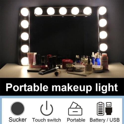 USB Mirror Light 3/5 LED Bulbs Vanity Light Color Temperature Adjustable Hollywood Make Up Lights Touch Switch Battery Powered