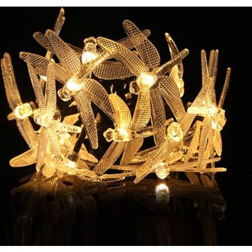 Solar String light 20 LED Solar lamp String Christmas waterproof Dragonfly Fairy for Xmas Party garden Decorations Outdoor