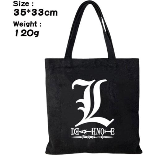 New Anime Death Note Students Kids Shoulder Tutorial Bags Shopping Tote Bags for Men and Women Portable Canvas Satchel Handbags