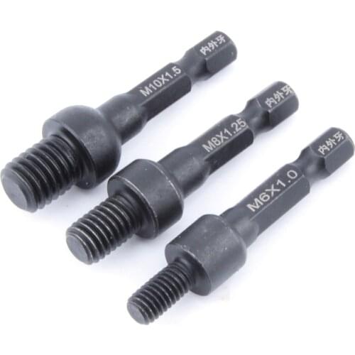 3Pcs Screw Tap Tapping Chuck Socket Bit 1/4" Hex Shank Electric Socket Head Tap Drill Set Hand Tool M6 M8 M10
