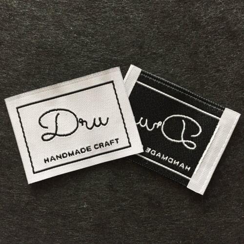 Customized Woven Labels Main Shirt Neck End Folding Garment Tag Label For Clothes