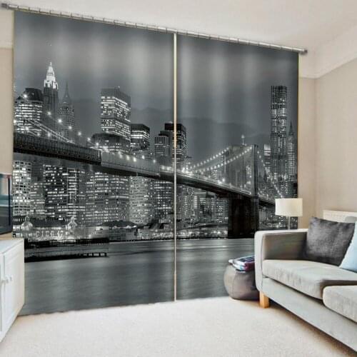 Uxury Blackout 3D Window Curtains For Living Room Bedroom grey building curtains Thickened blackout curtains