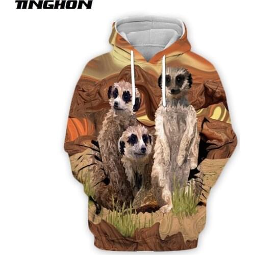 XS-7XL psychedelic Tie-dye Fashion hoodies Three Meerkat 3D Printed Unisex streetwear Hoodie/Sweatshirt/Hooded jacket
