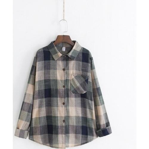 2019 Spring New Women Long Sleeve Plaid Shirts Blouse Casual Tops Shirts Blusas