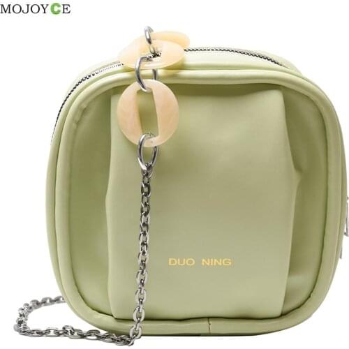 Fashion Women Shoulder Bag PU Leather Crossbody Bags for Ladies Square Solid Color Purse Female Chain Handbags