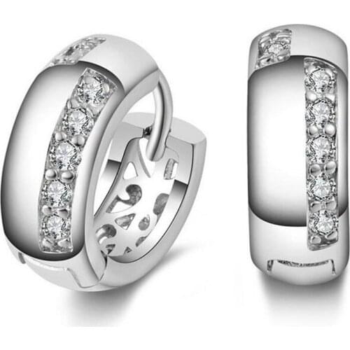 Popular 925 Sterling Silver Dazzling Geometric design Push-back Stud Earrings for Women & Girls Sterling-Silver-Jewelry #005