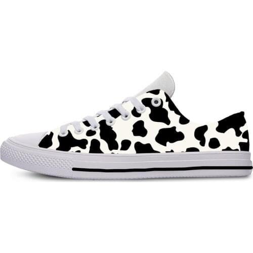 Cow Print Aesthetic Animal Funny Cute Fashion Casual Cloth Shoes Low Top Lightweight Breathable 3D Print women Female Sneakers