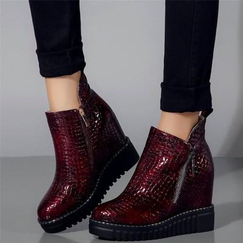 2020 Fashion Sneakers Women Genuine Leather Wedges High Heel Pumps Shoes Female High Top Round Toe Platform Oxfords Casual Shoes