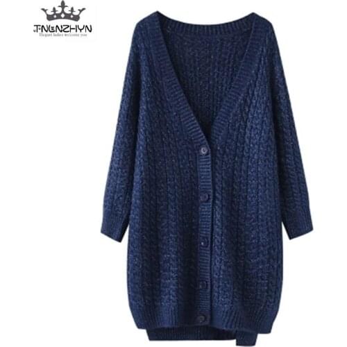 2019 Fashion Womens Loose Twist Knitted Cardigan Sweater Pure Wool Winter Spring Sweater Cardigan Sweaters Coat Women A2079