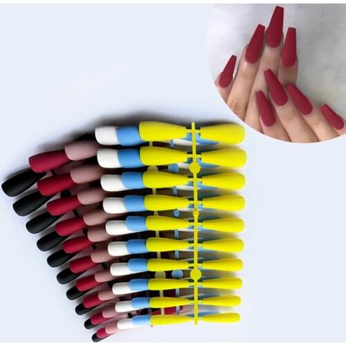 1set European And American Style Solid Color Matte Super Long Ballet Nail Coffin Nail Fake Nail Tips Set