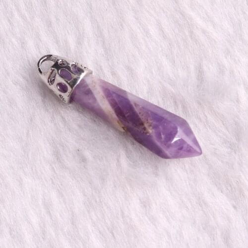 1pcs High Quality Bullet Hexagonal Necklace Pendant For Women Charms Chakra Energy Jewelry Healing Pendulum 32*8mm Free Shipping