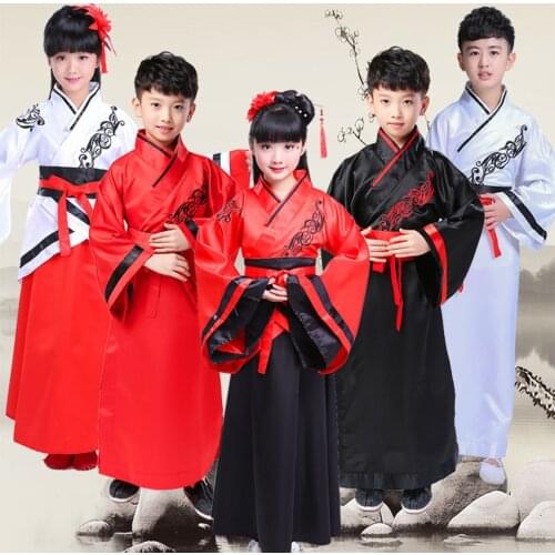100-170cm Chinese New Year Traditioanl Costumes for Girls Dress Confucius Adult Man Tang Suit Hanfu Dance Performance Boys Gown