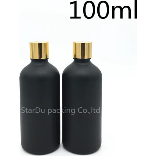 100ML Black Frosted Glass Bottle Vials Essential Oil Bottle Alumite screw cap High-quality 100cc black Perfume bottle 10pcs