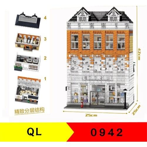 3744Pcs QL0942 Building Blocks Street View Series Crystal Shop Childrens Educational Assembled Toy Particle Toy Gifts