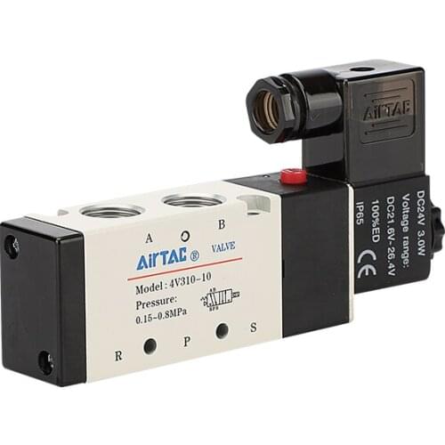 5 way Airtac pneumatic solenoid valve 4V310-10 3/8" port Normally closed type air control valve 0.15~0.8Mpa