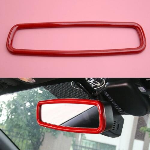 ABS Red Interior Rearview Mirror Cover Trim Frame Moulding Fit for Ford Mustang 2015 2016 2017 2018 2019