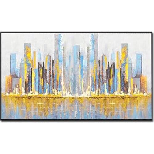 A City In The Sun Abstract Handpainted Oil Painting Modern Wall Art Living Room Picture Home Decoration Wedding Decoration
