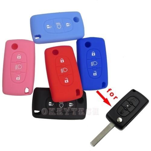 Flip Folding Soft Skin Silicone 3 Buttons Auto Remote Car Key Case Cover For Citroen C2 C3 C4 Picasso Xsara C5 C6 C8 Replacement