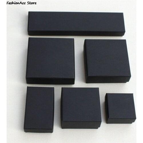 Black Paper Package Case Ring Necklace Earrings Bracelet Jewelry Gift Box Decor