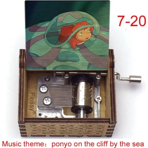 Ponyo on the cliff by the sea Gake no Ue no Ponyo color print Wooden Hand Music Box Christmas Birthday Gift Party Decoration