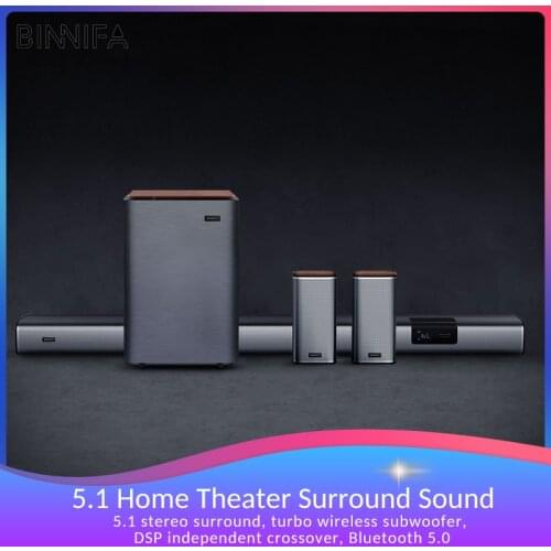 BINNIFA 5.1Surround Sound Home Theater Live-3Plus Subwoofer Speakers for Projector TV HIFI DSP Audio Bluetooth 5.0 Turbo Bass