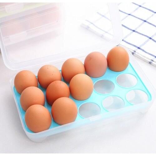 Egg Storage Portable Refrigerator Fresh Container Case 15 Holes Box