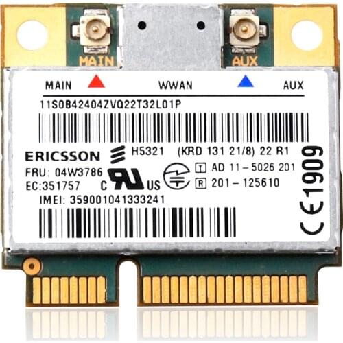 H5321 FRU:60Y3297 04W3786 half-MINI PCI-E GSM EDGE GPRS HSPA+21MB GPS WLAN Card for T430 S430 X230 W530 X131 Ericsson